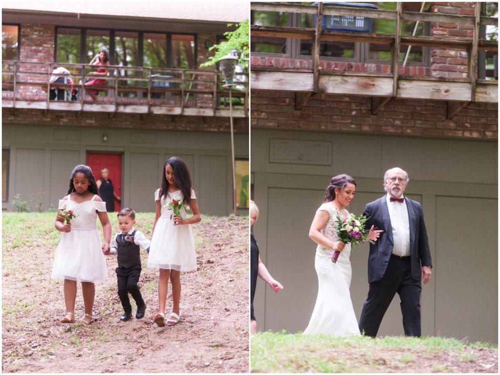 Outdoor Spring Wedding flower girls entering