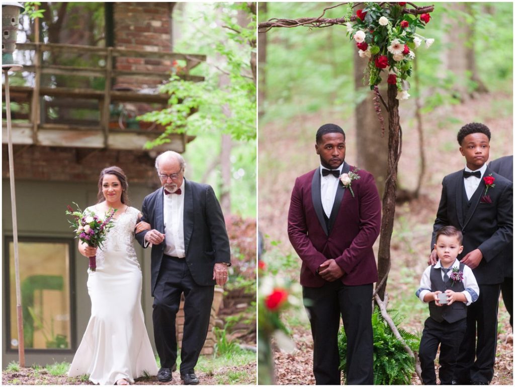 Outdoor Spring Wedding bride entering