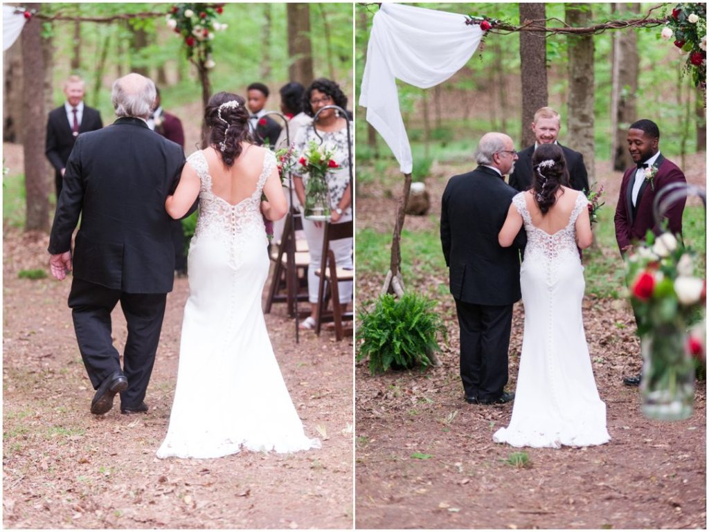 Outdoor Spring Wedding father giving bride away