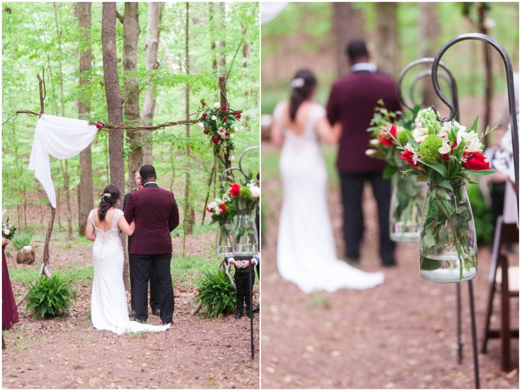 Outdoor Spring Wedding bride and groom at alter