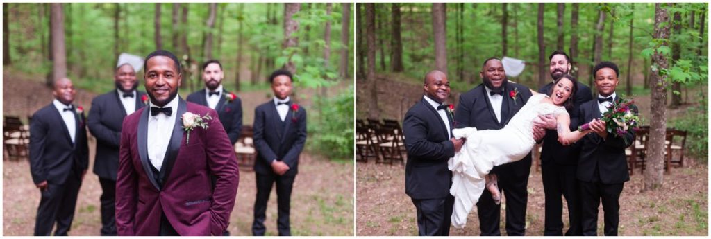 Outdoor Spring Wedding groomsmen