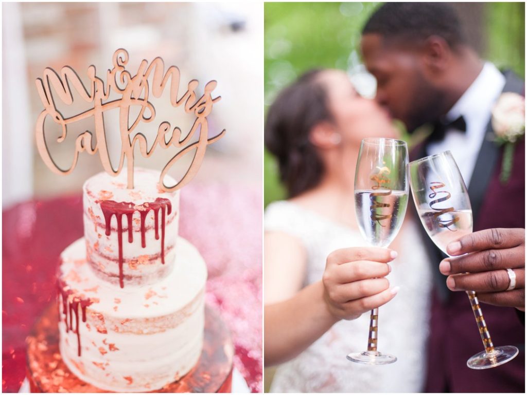 Outdoor Spring Wedding cake and toast