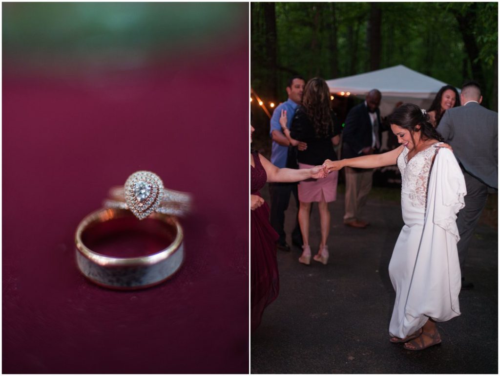 Outdoor Spring Wedding rings and dancing