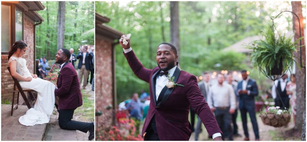 Outdoor Spring Wedding throwing garter