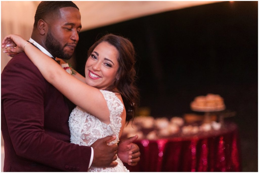 Outdoor Spring Wedding bride and groom dancing