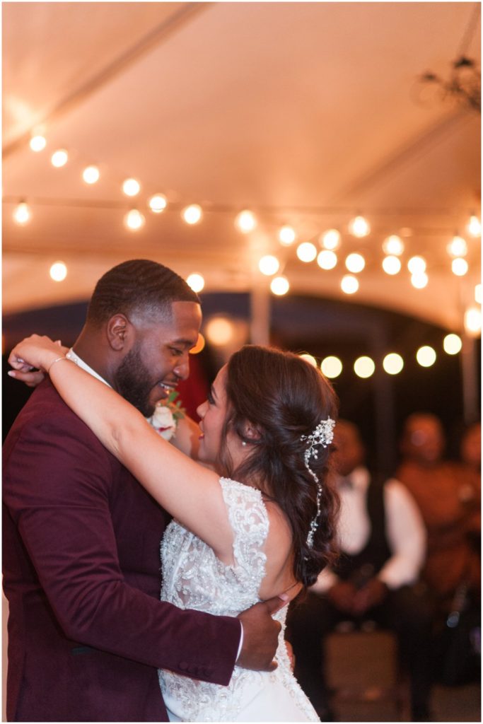 Outdoor Spring Wedding groom and bride dancing