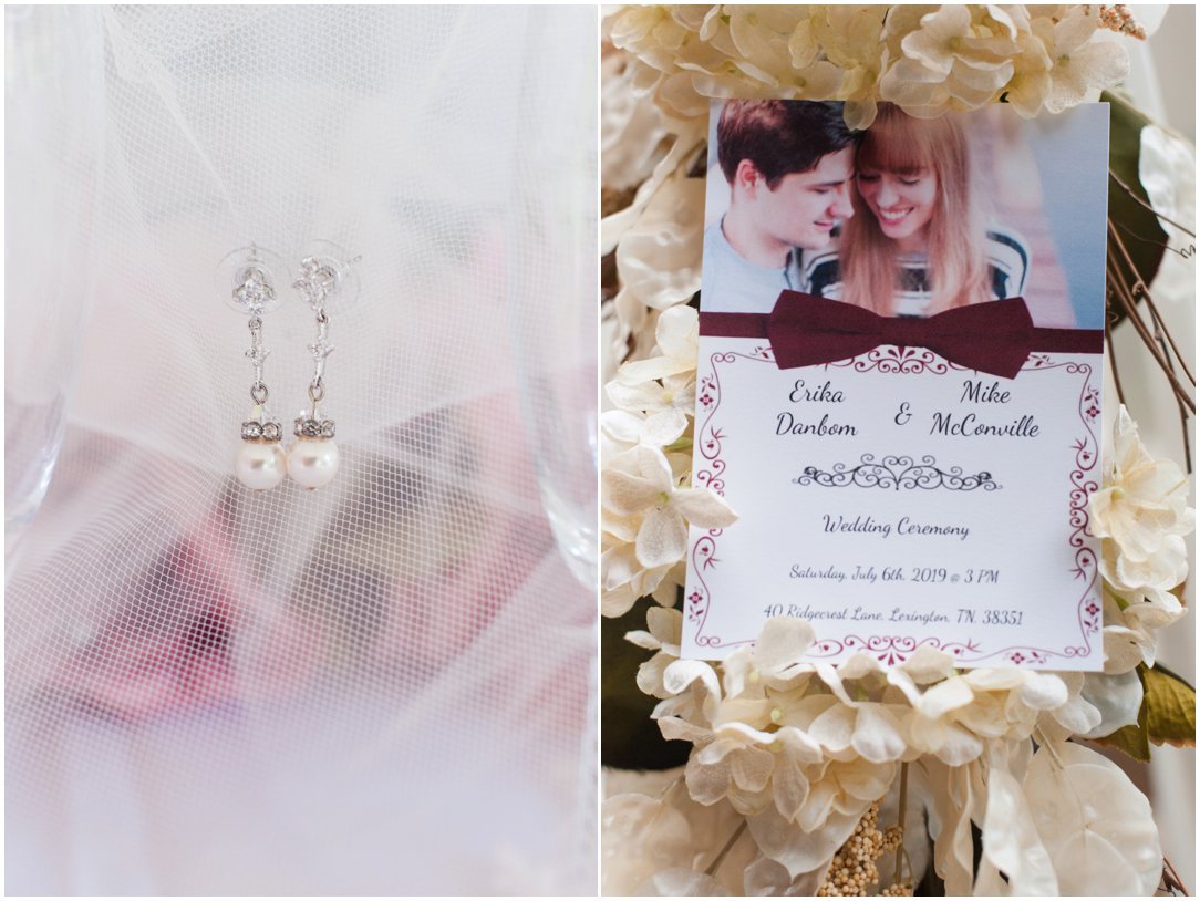 Summer lakeside Wedding earrings and program