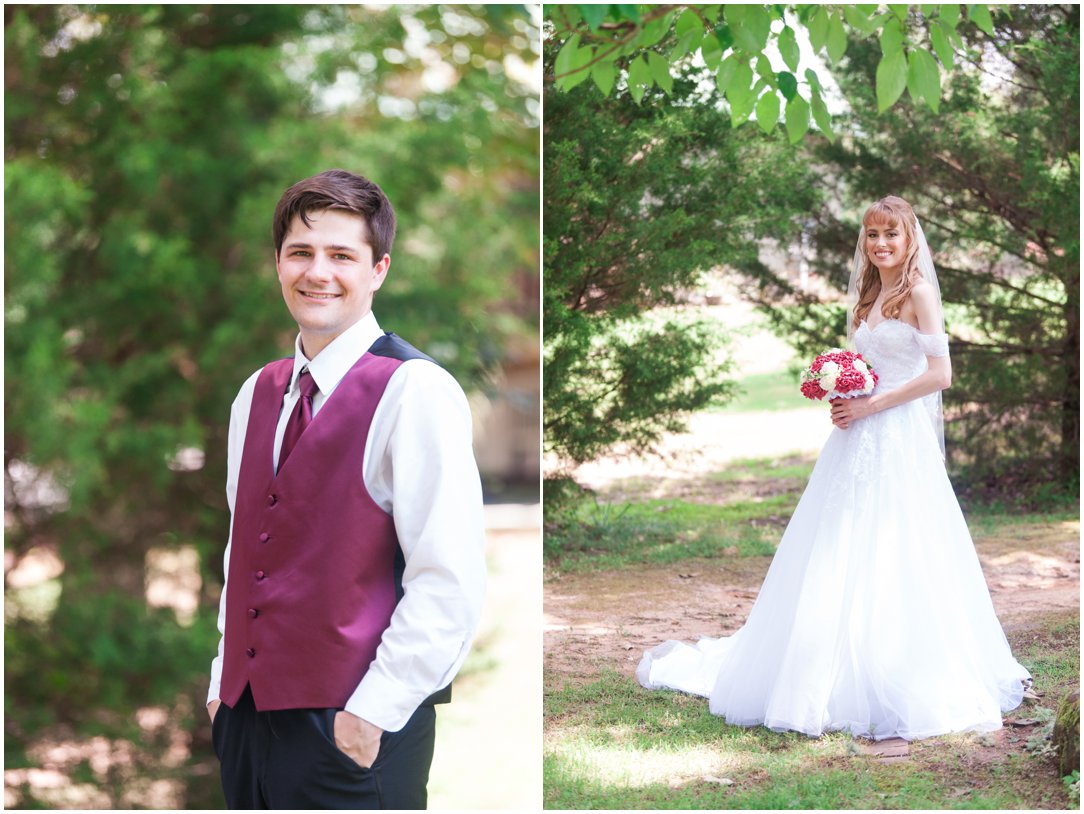 Summer lakeside Wedding individual of bride and groom