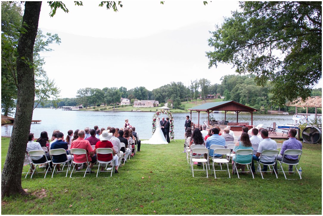 Summer lakeside Wedding crowd at ceremony