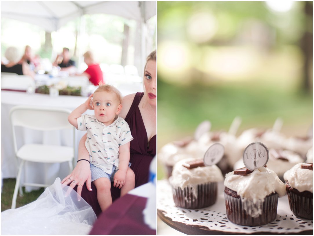 Summer lakeside Wedding baby and cupcakes