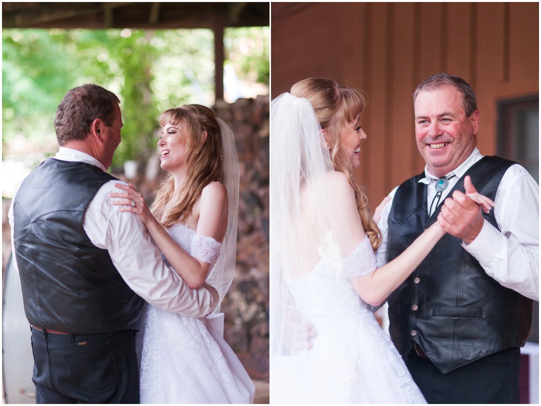 Summer lakeside Wedding bride and father