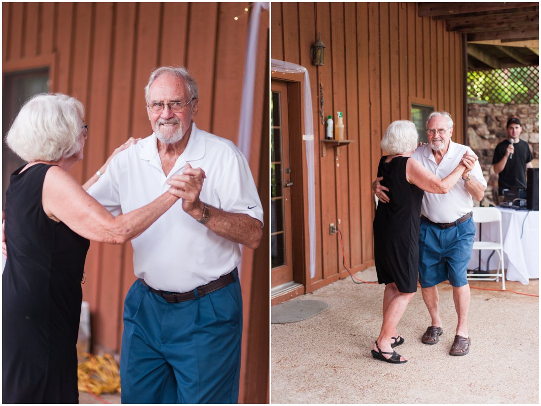 Summer lakeside Wedding grandparents dancing