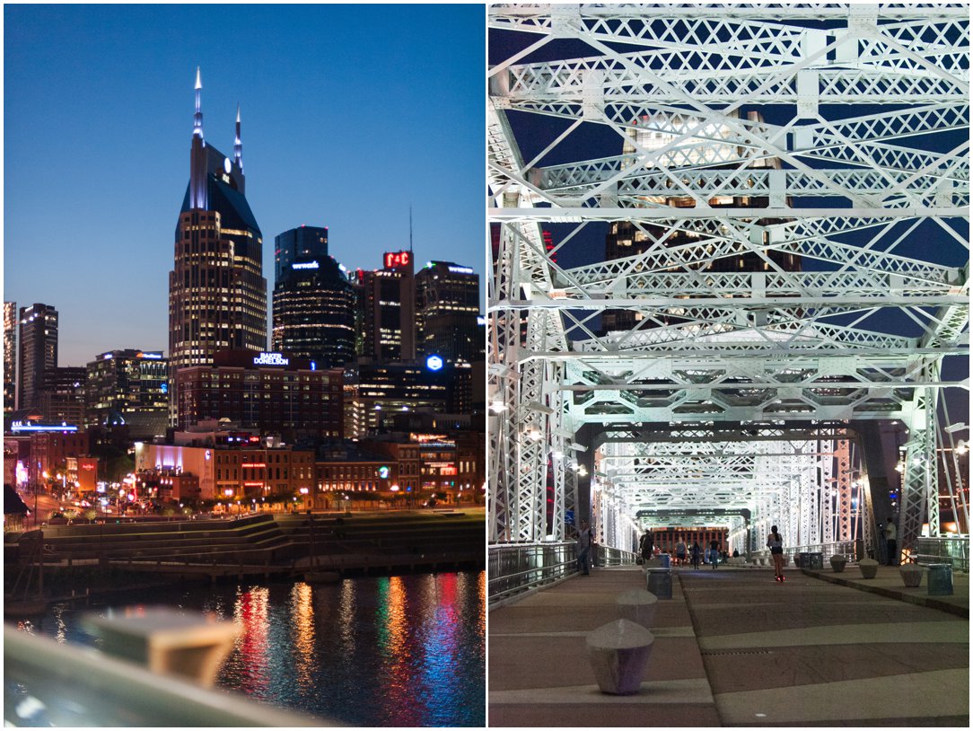 Nashville skyline and pedestrian bridge