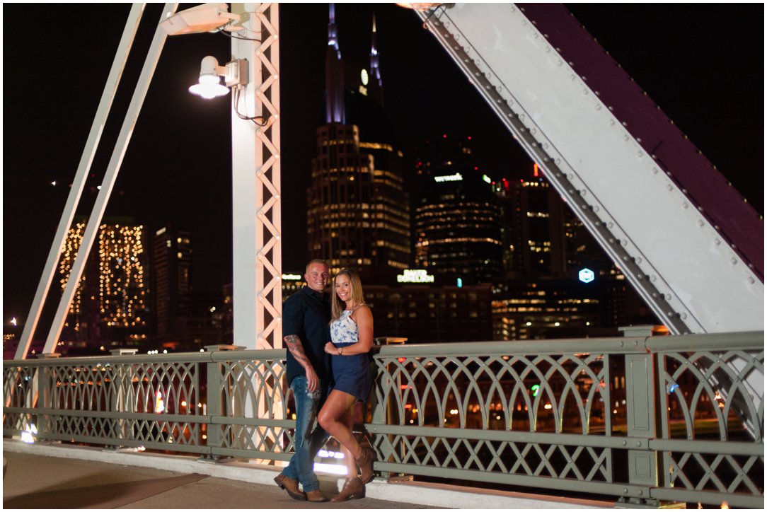 couple standing on Nashville Pedestrian Bridge