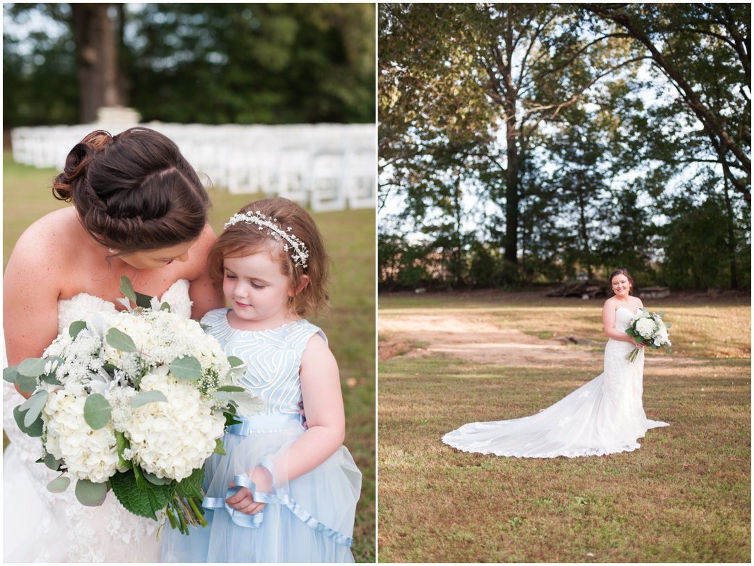 bride with flower girl