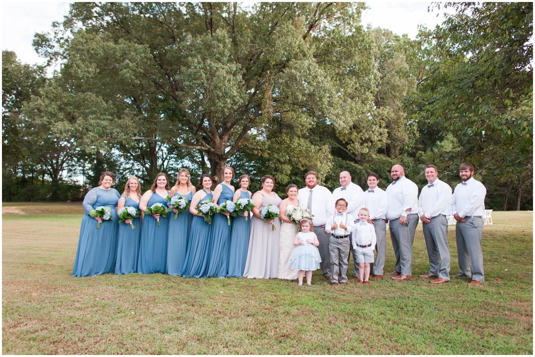 large wedding party blue