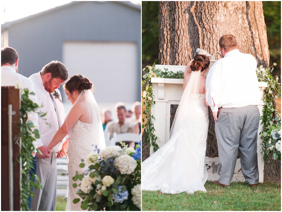 bride and groom saying prayer