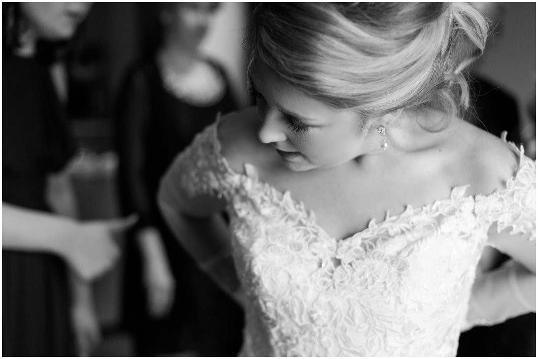 bride getting dressed