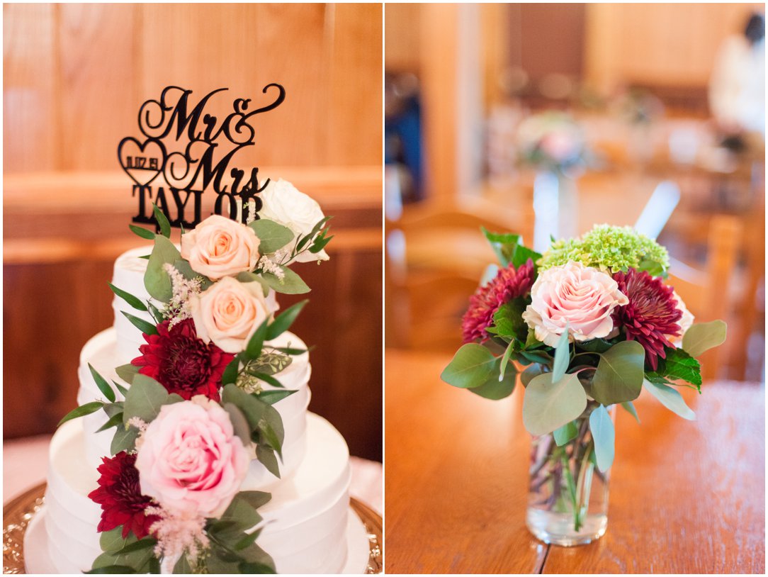 wedding cake and flowers