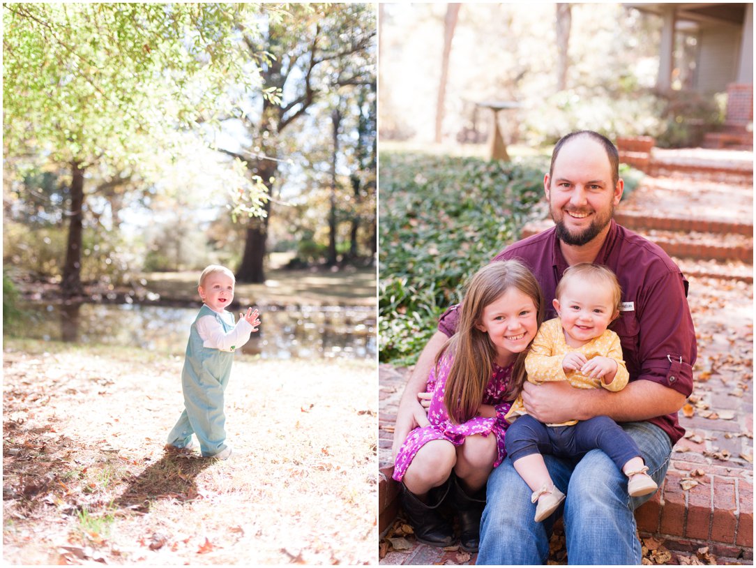 little boy by pond and dad with daughters