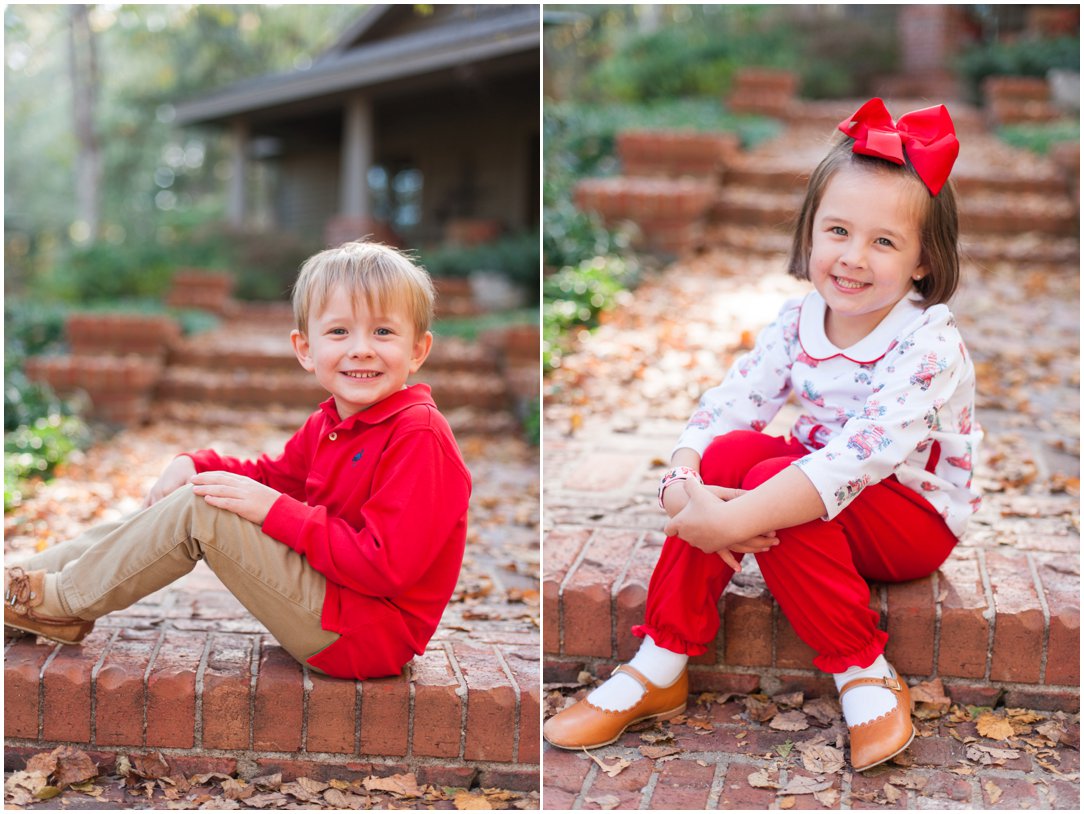 little boy in red shirt and little girl