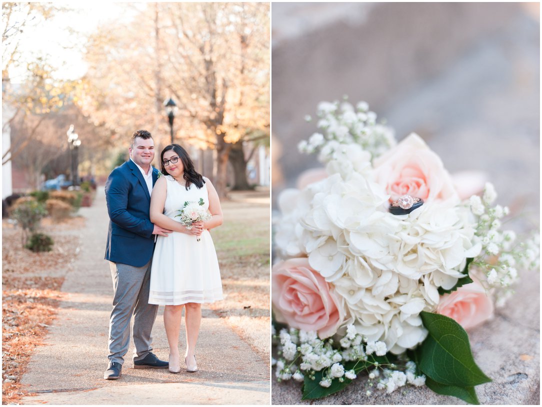 couple and flowers with rings