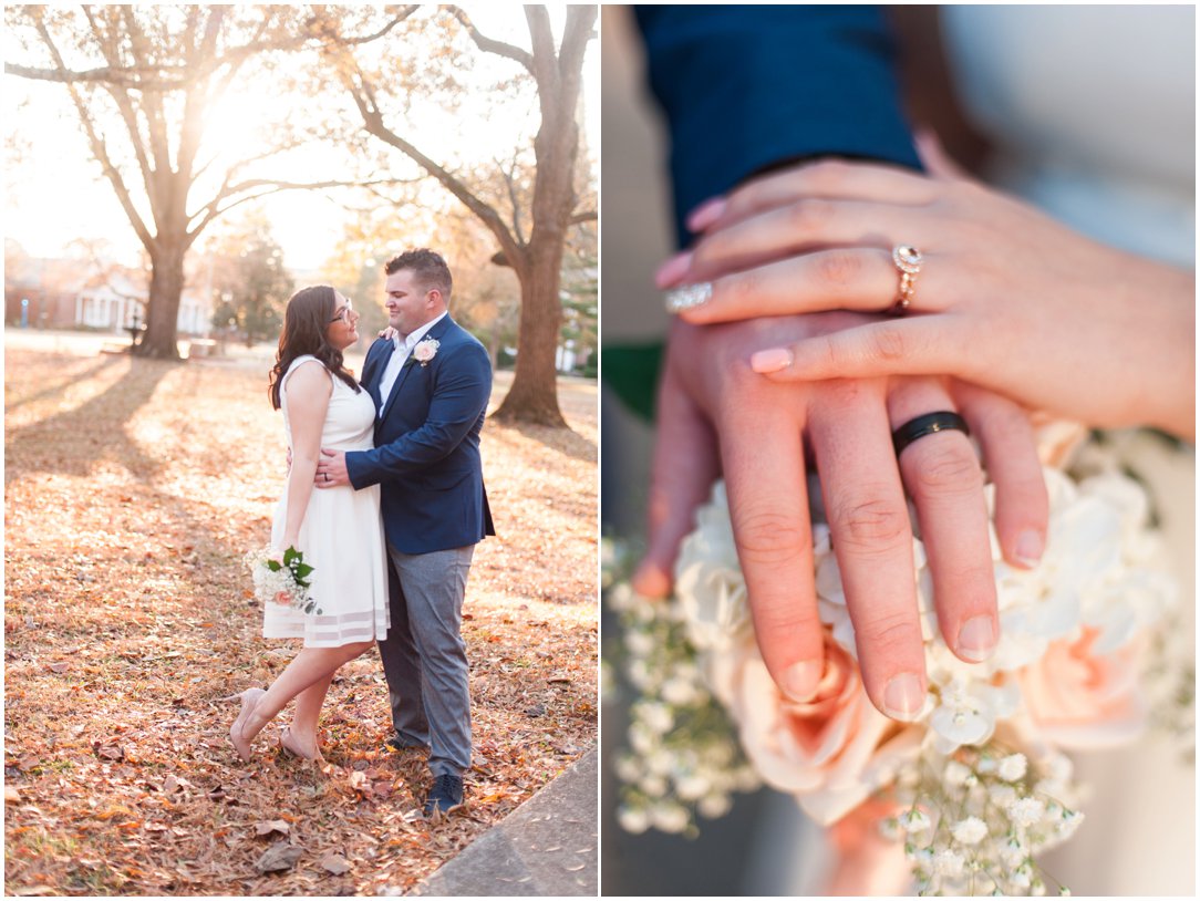 couple outside in leaves and hands