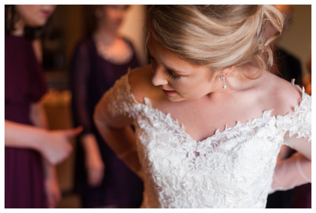 bride getting dressed