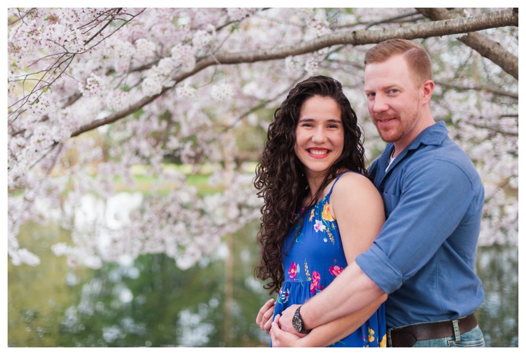 couple in the blossoms