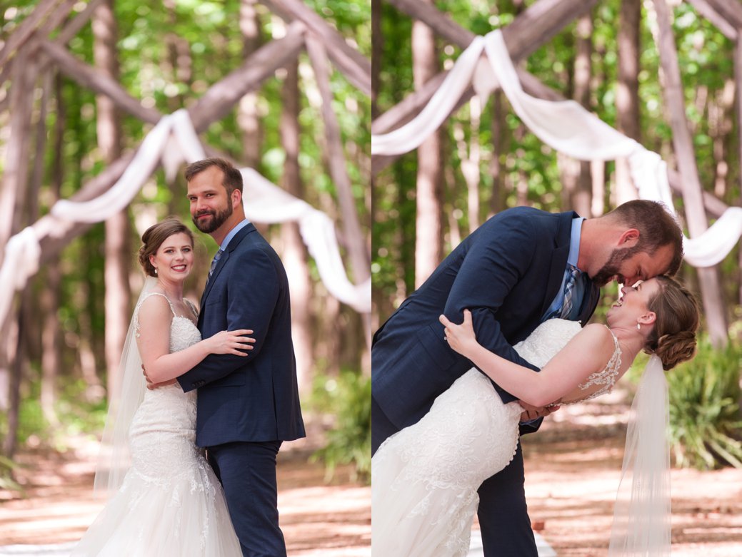 bride and groom in aisle