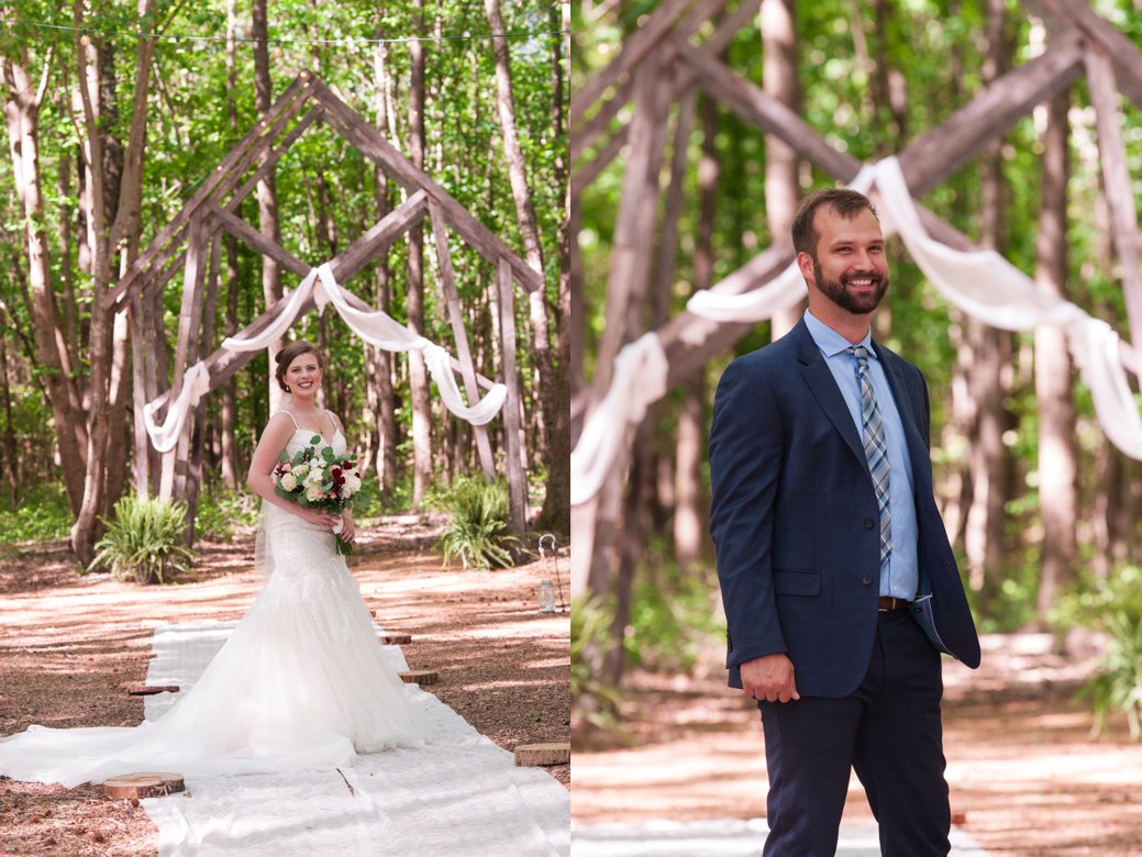 couple in aisle on white runner