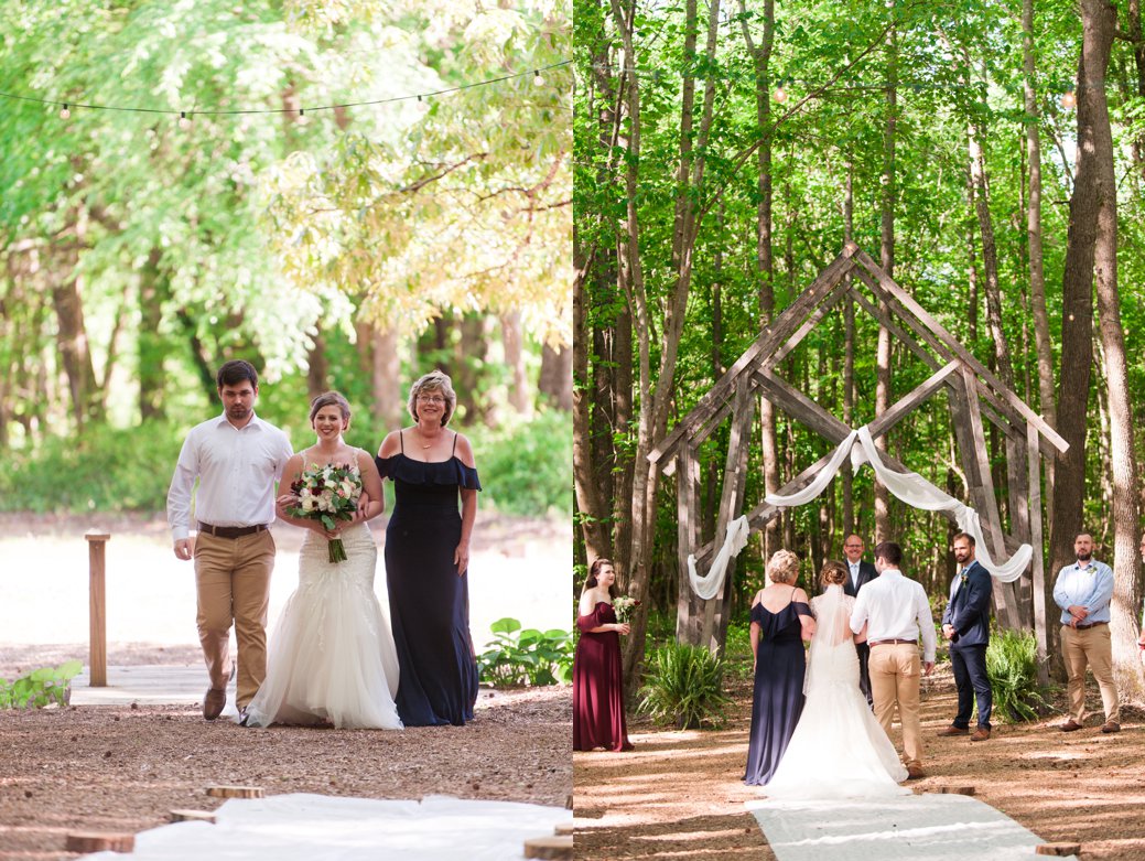 bride walking in with mom and brother