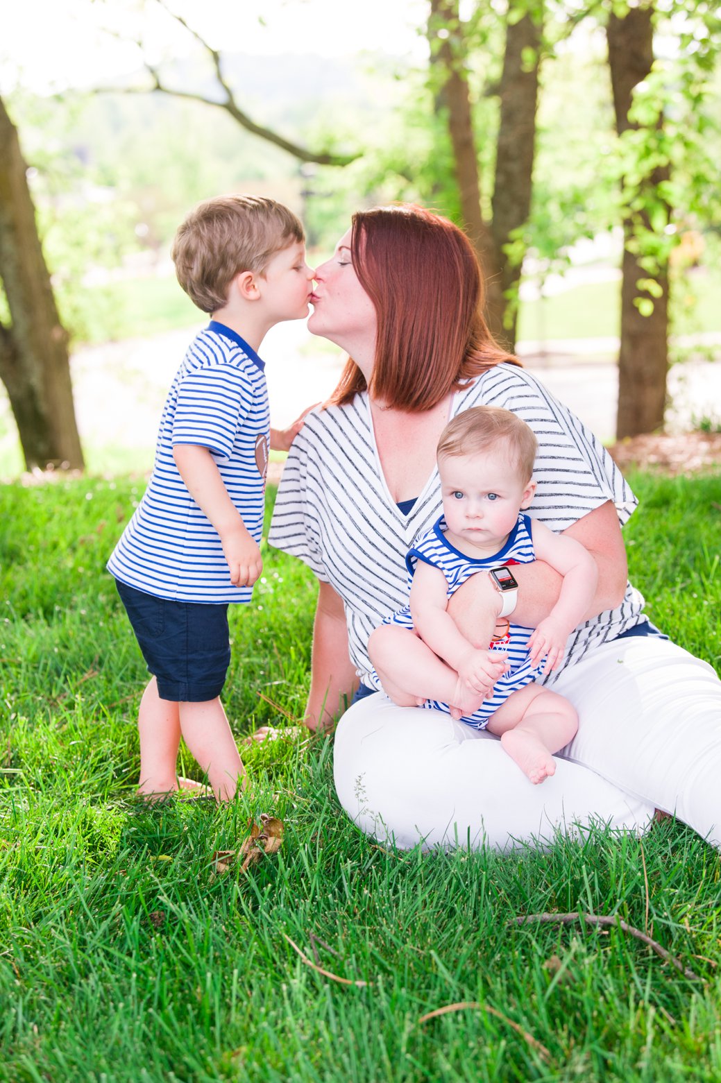 mom and matching boys