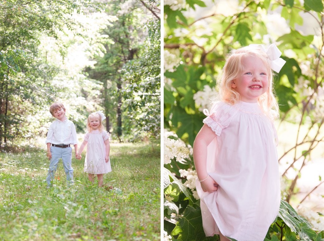 kids and little girl in flowers