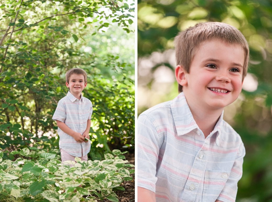 little boy in trees