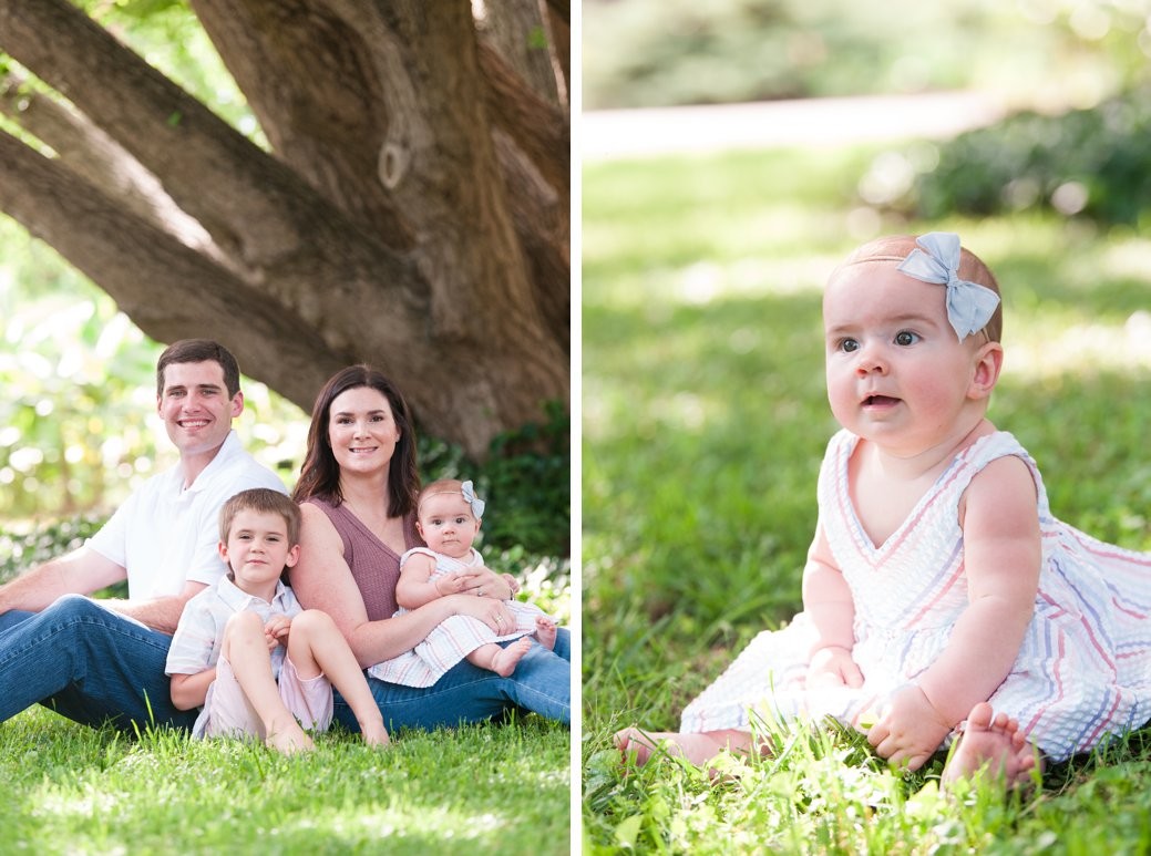 family and baby in grass