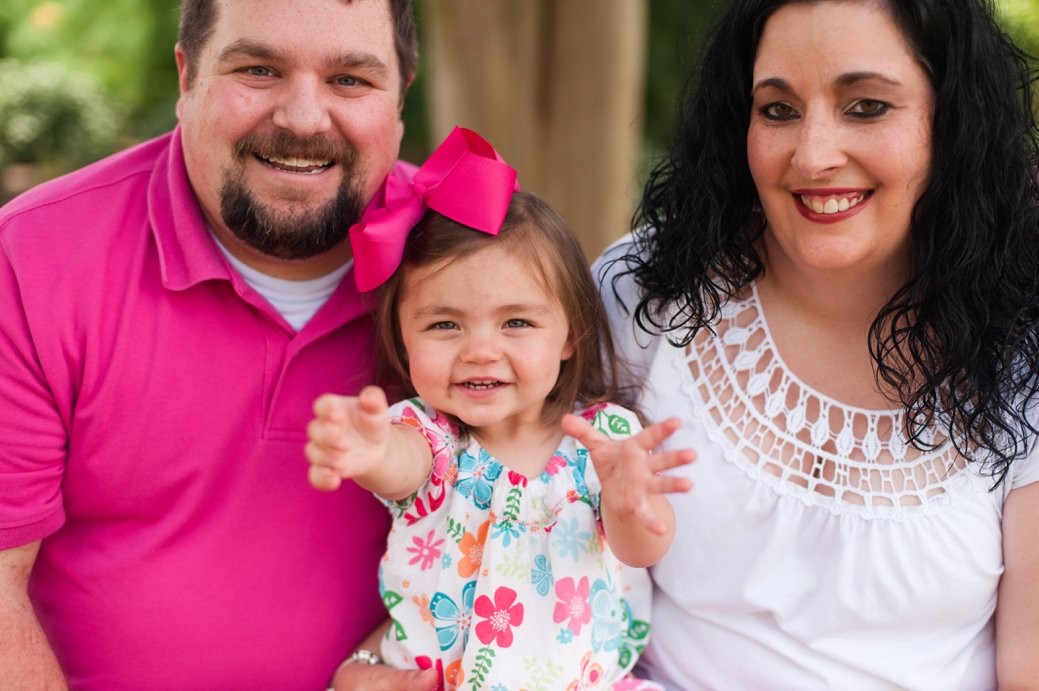 family in pink