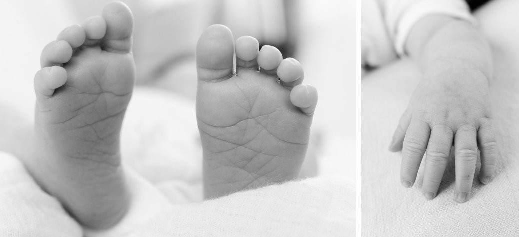 close up black and white baby feet