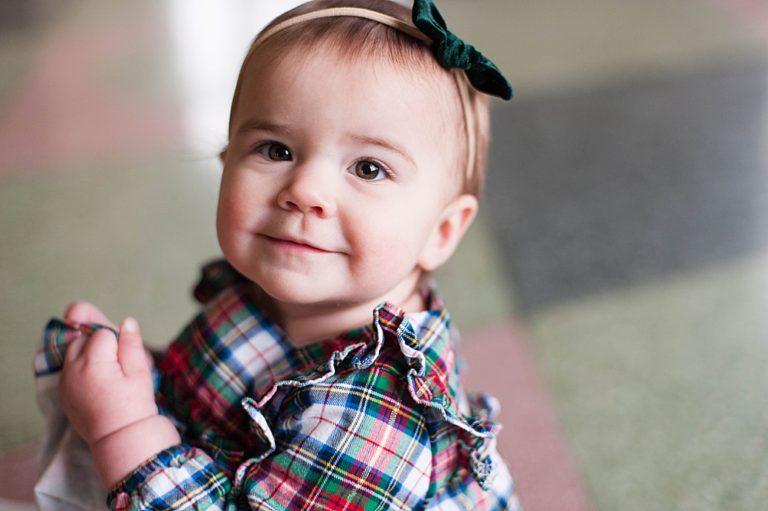 family session little girl in plaid dress