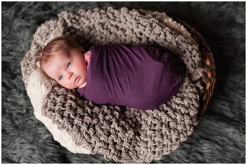 Newborn Family Session newborn in basket