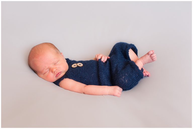 Leo's newborn session blue outfit