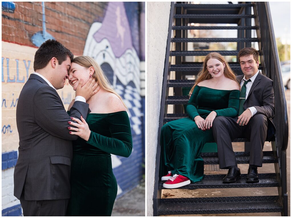 couple sitting on downtown steps